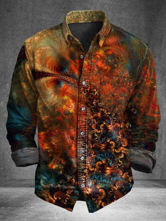 Nebula Textured Print Casual Camisa de manga larga