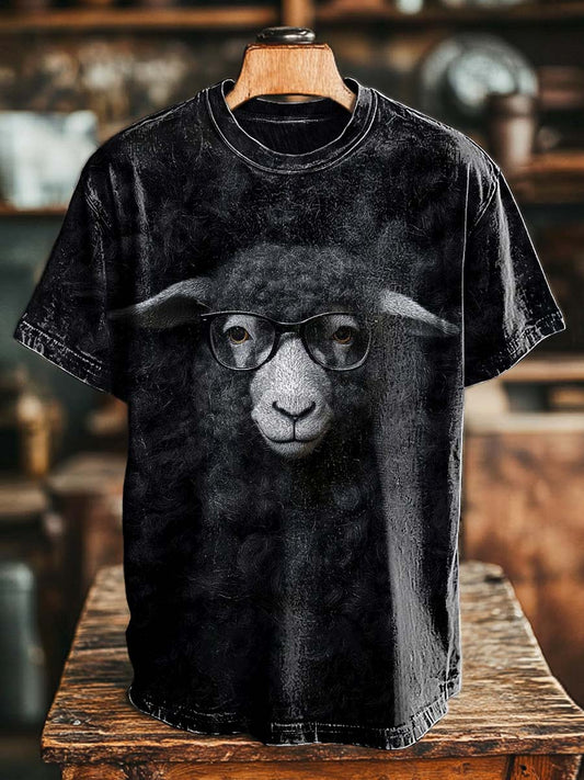 Gafas Ovejas Imprimir Casual Camiseta de manga corta