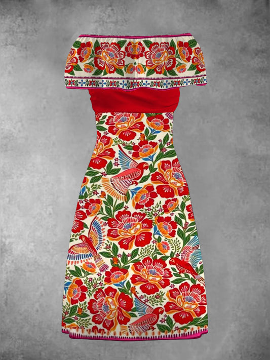 Vestido estampado floral mexicano de la fiesta Cinco de Mayo de las mujeres