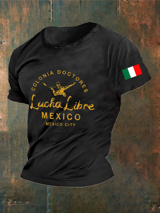 Camiseta con estampado de máscara de lucha libre mexicana Fiesta Cinco de Mayo para hombre
