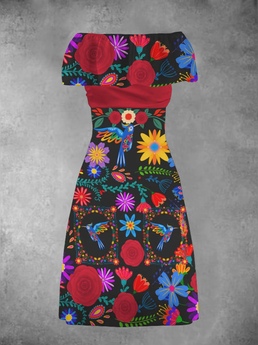 Vestido estampado floral mexicano de la fiesta Cinco de Mayo de las mujeres