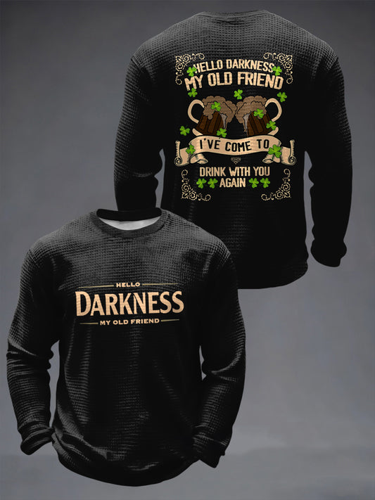 Camiseta de manga larga Hello Darkness My Old Friend Waffle para hombre