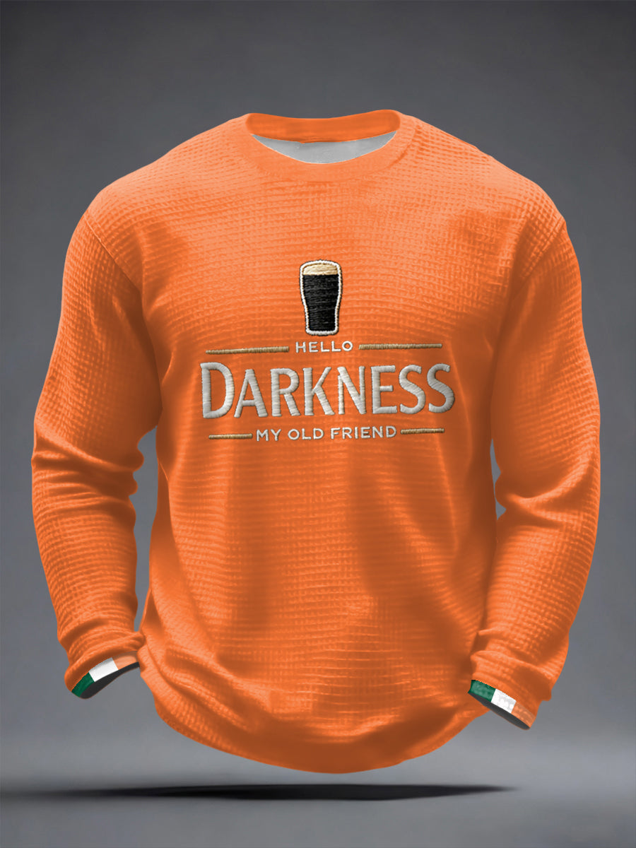 Camiseta de manga larga Hello Darkness My Old Friend Waffle para hombre