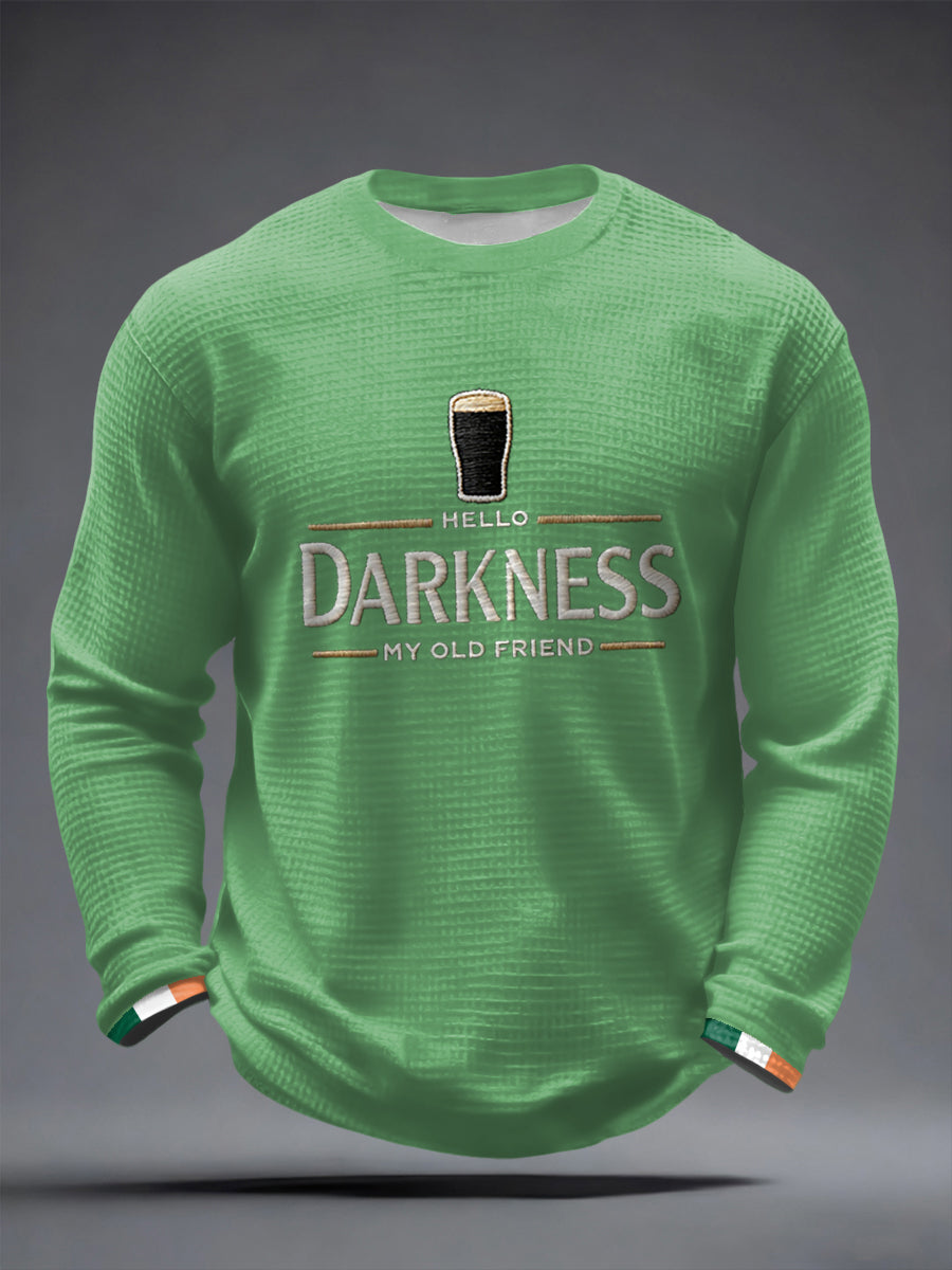 Camiseta de manga larga Hello Darkness My Old Friend Waffle para hombre