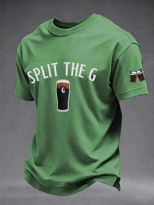 El día de San Patricio de los hombres divide la camiseta de manga corta impresa G