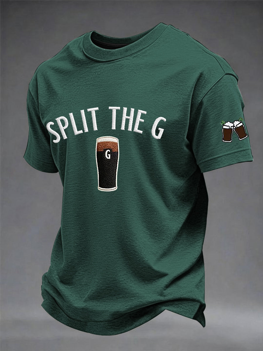 El día de San Patricio de los hombres divide la camiseta de manga corta impresa G