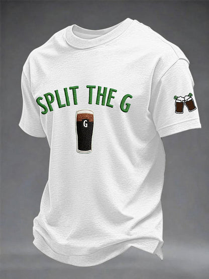 El día de San Patricio de los hombres divide la camiseta de manga corta impresa G