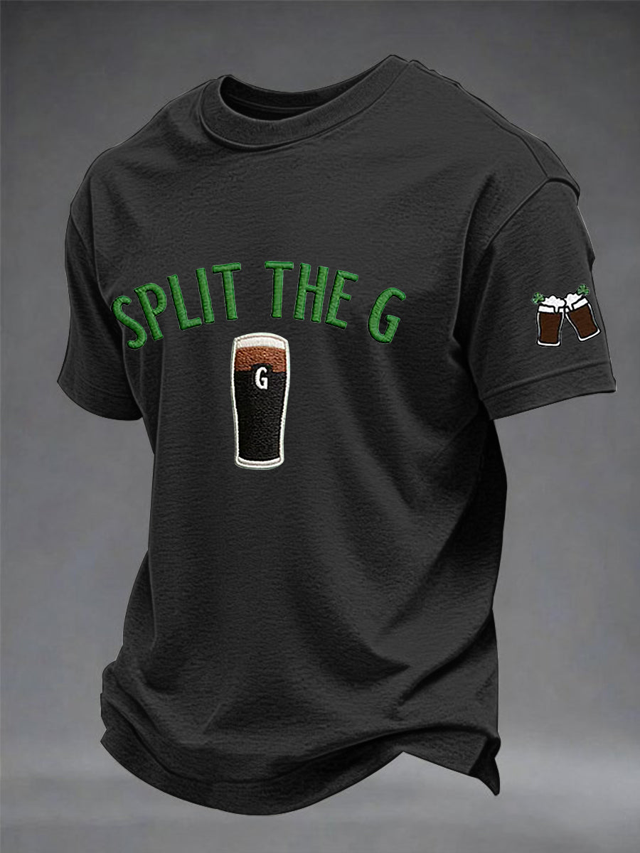 El día de San Patricio de los hombres divide la camiseta de manga corta impresa G