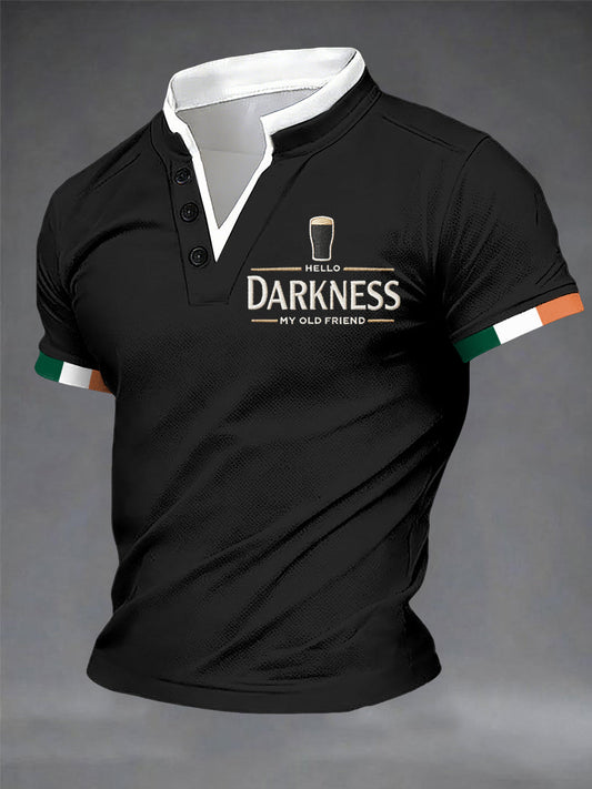 Hola oscuridad de los hombres mi viejo amigo doble capa cuello camiseta