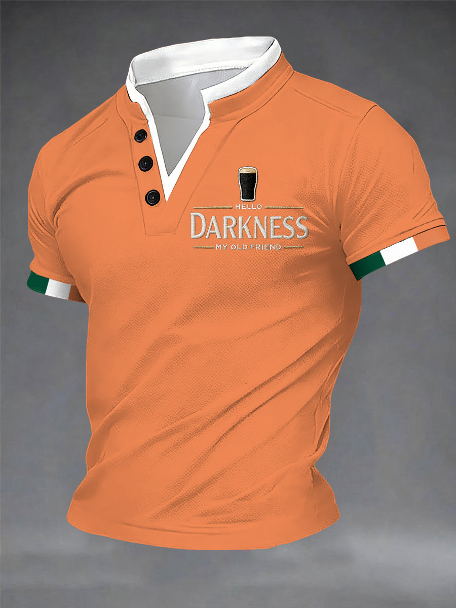Hola oscuridad de los hombres mi viejo amigo doble capa cuello camiseta