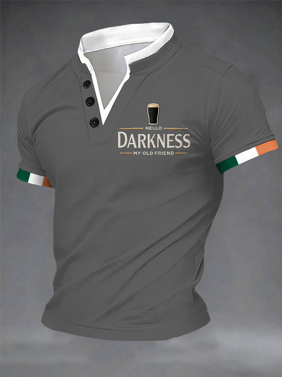 Hola oscuridad de los hombres mi viejo amigo doble capa cuello camiseta