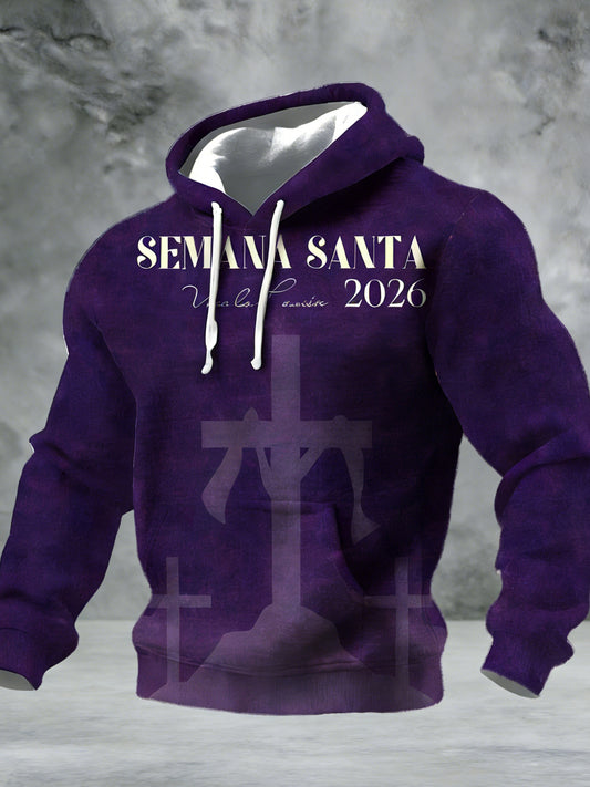 Retro Mexicana Semana Santa Imprimir Casual Sudadera con capucha Waffle