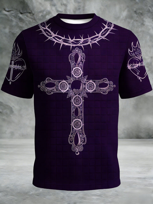 Camiseta casual de manga corta estampada Semana Santa mexicana retro