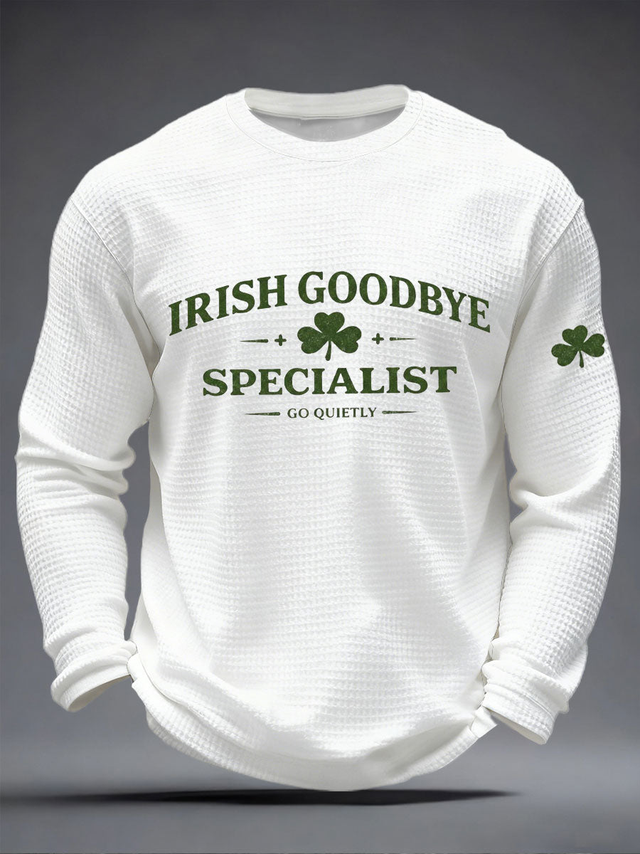 Irish Goodbye Waffle Print Camiseta casual para hombre