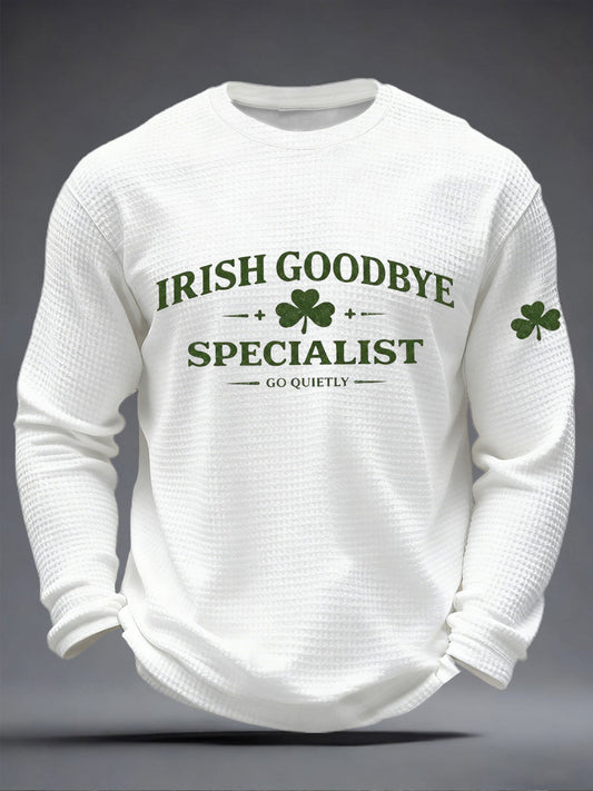 Irish Goodbye Waffle Print Camiseta casual para hombre