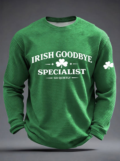 Irish Goodbye Waffle Print Camiseta casual para hombre