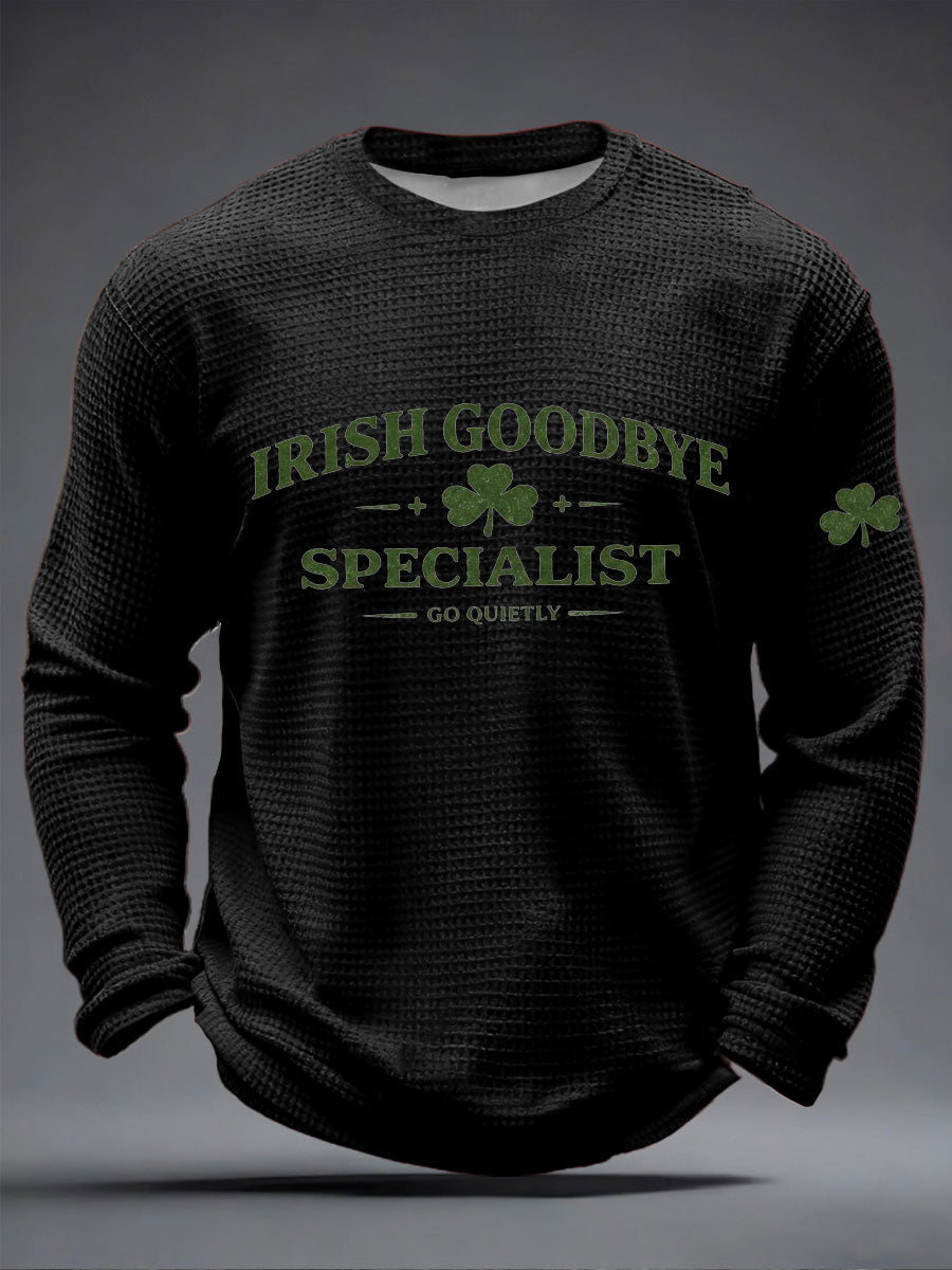 Irish Goodbye Waffle Print Camiseta casual para hombre