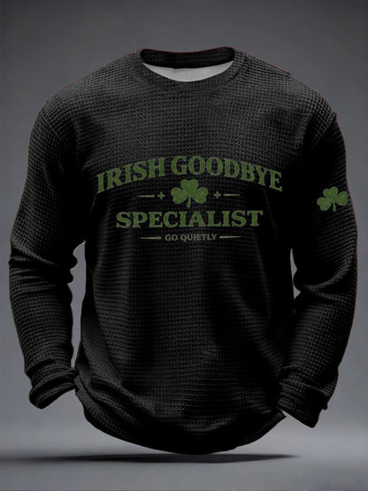 Irish Goodbye Waffle Print Camiseta casual para hombre