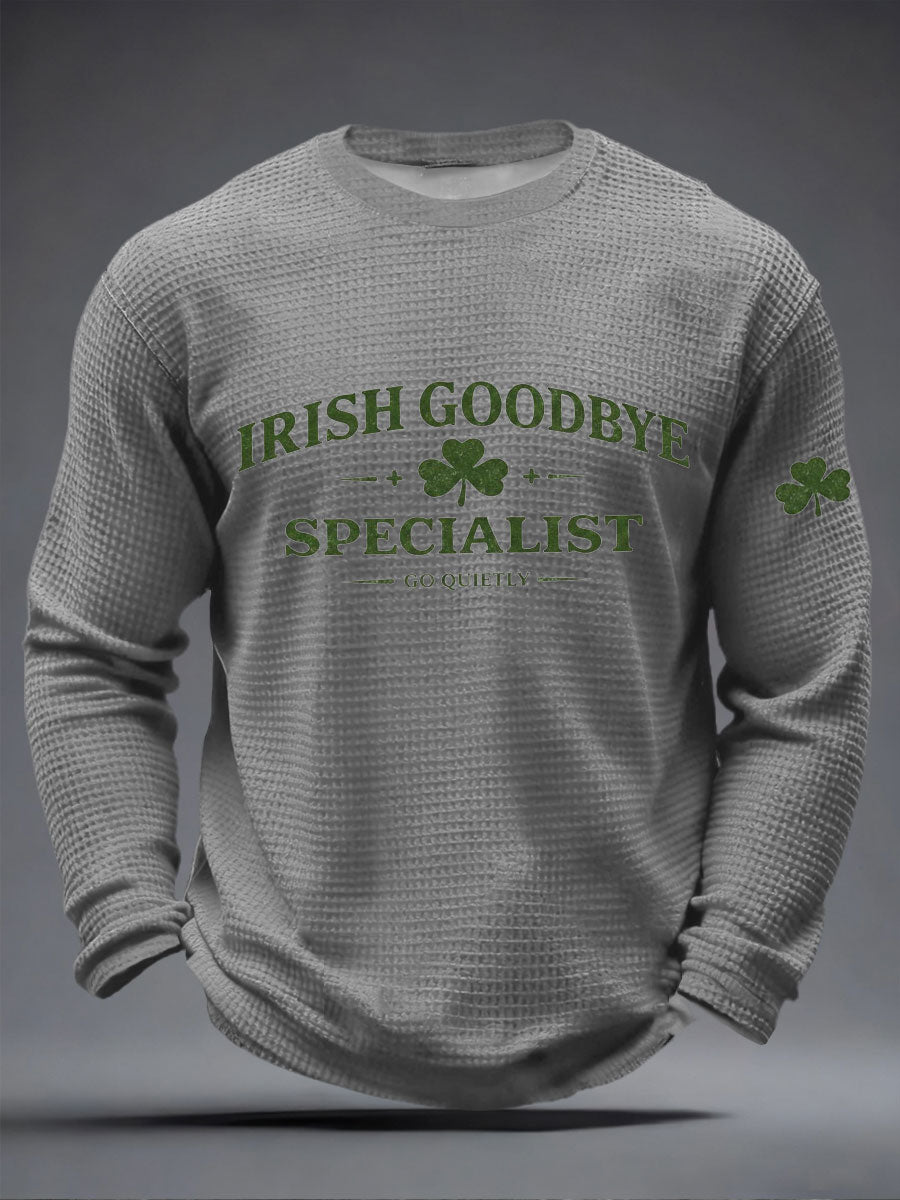 Irish Goodbye Waffle Print Camiseta casual para hombre