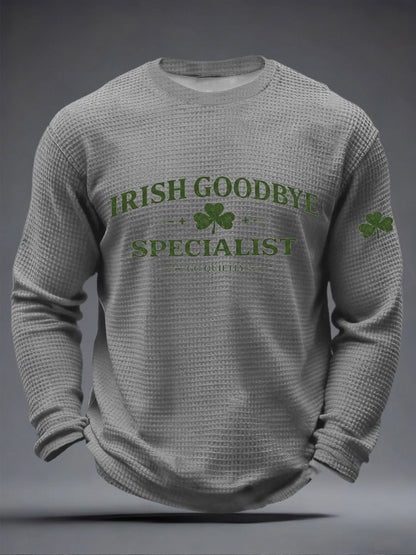 Irish Goodbye Waffle Print Camiseta casual para hombre