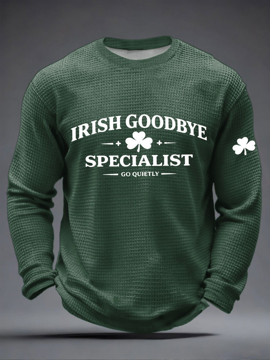 Irish Goodbye Waffle Print Camiseta casual para hombre
