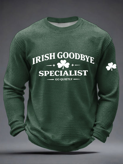 Irish Goodbye Waffle Print Camiseta casual para hombre
