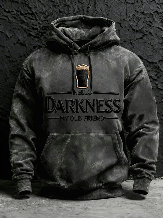 Hello Darkness My Old Friend Print Sudadera con capucha y bolsillo para hombre