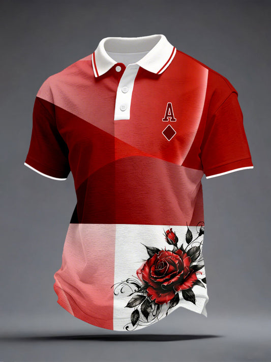 Tops Diamond A Playing Card Red Rose para hombre