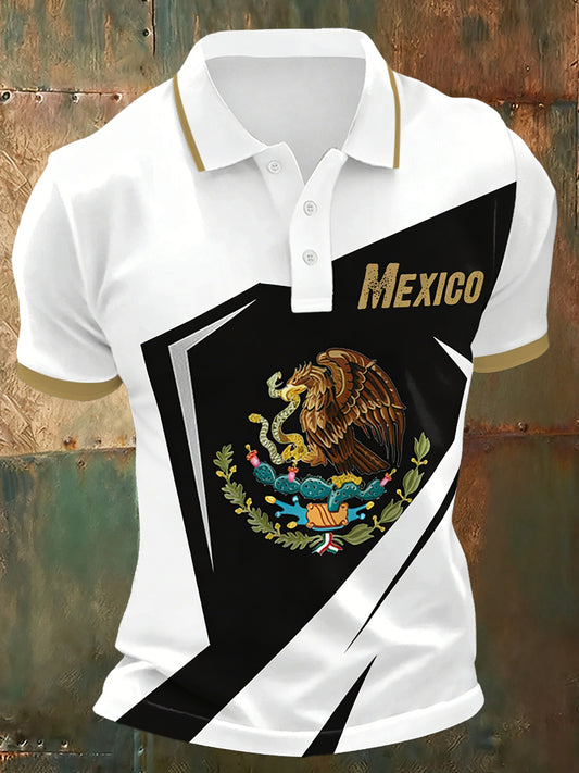 Polo estampado de arte mexicano para hombre
