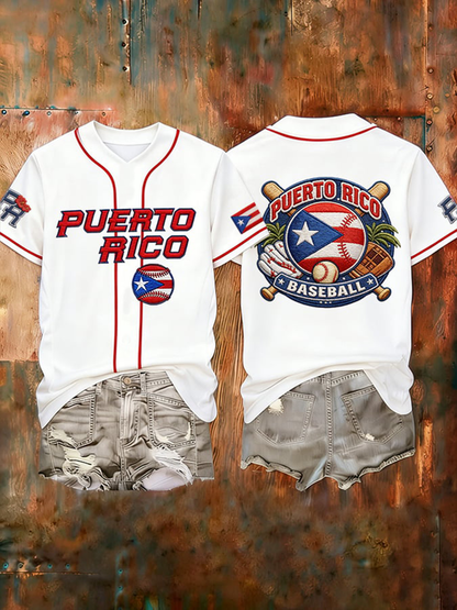 Camiseta de béisbol de manga corta para mujer