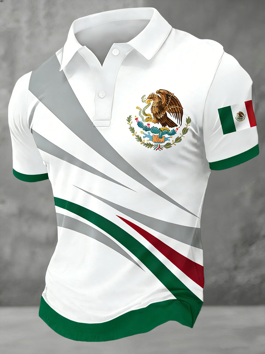 Polo estampado de arte mexicano para hombre