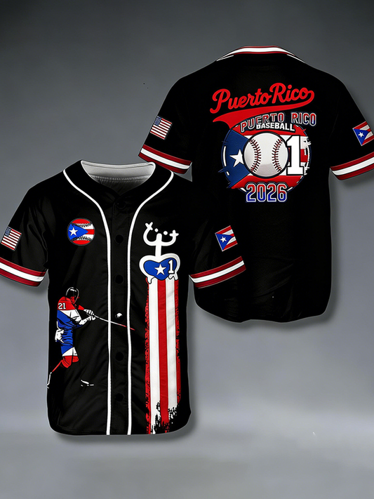 Camiseta de béisbol de Puerto Rico para hombre