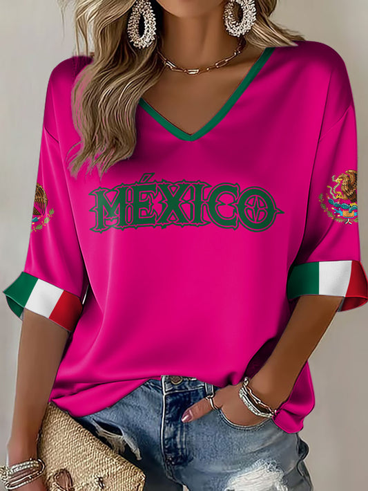 Camiseta de mujer México Baseball Lover Print Waffle