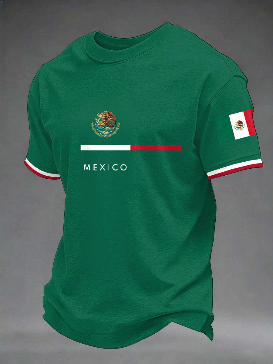 Camiseta casual con estampado de bandera mexicana para hombre