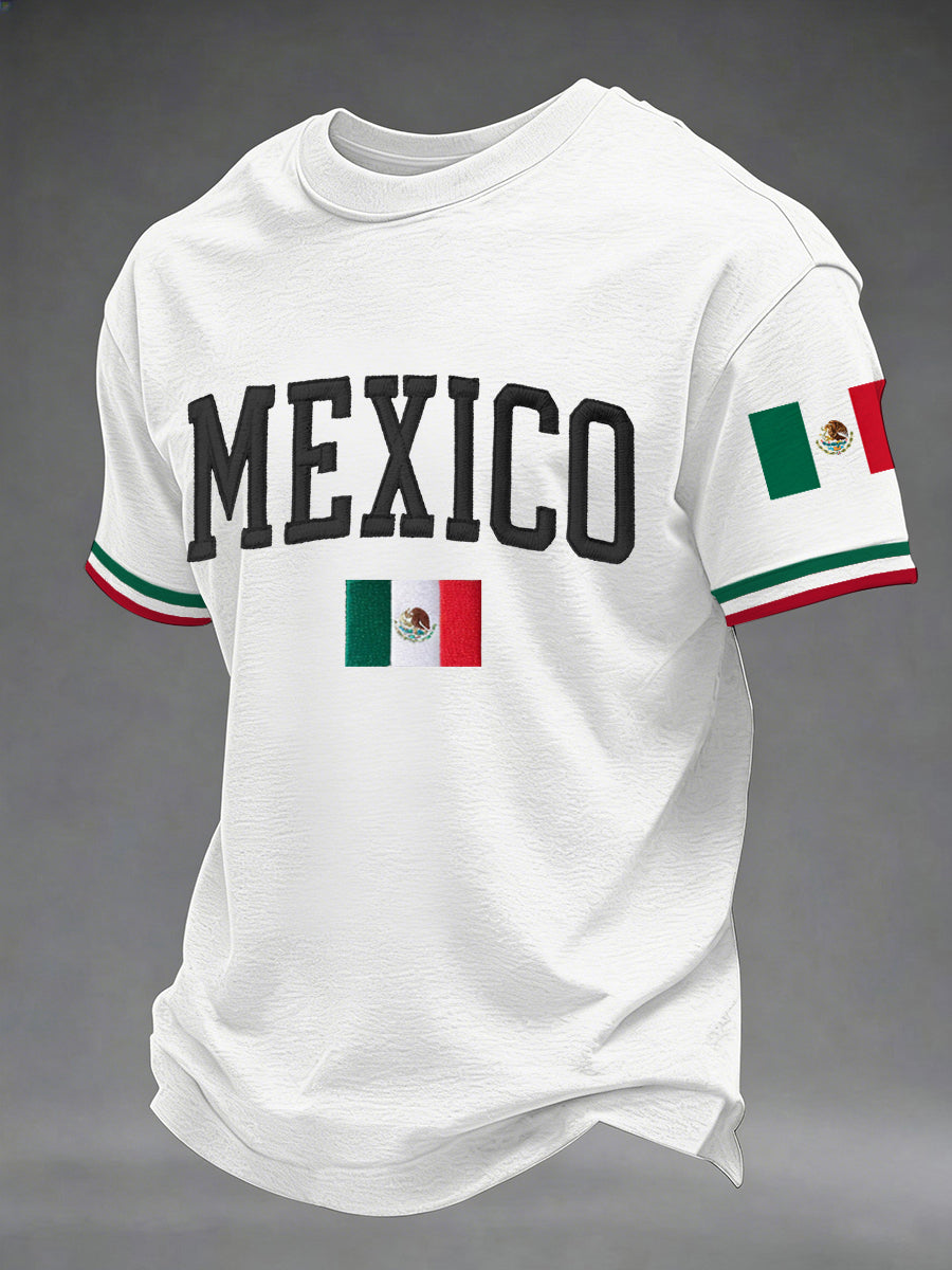 Camiseta casual con estampado de bandera mexicana para hombre