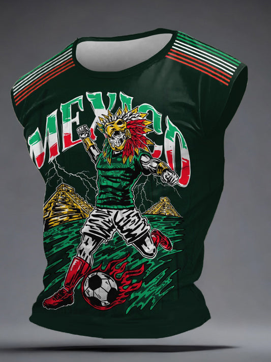 Camisetas sin mangas estampadas del amante del fútbol de México de los hombres