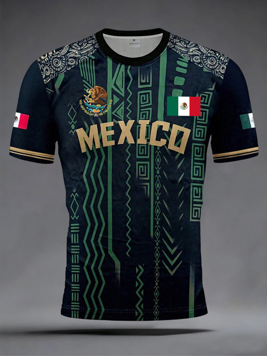 Camiseta Casual con Estampado de Fútbol de México para hombre