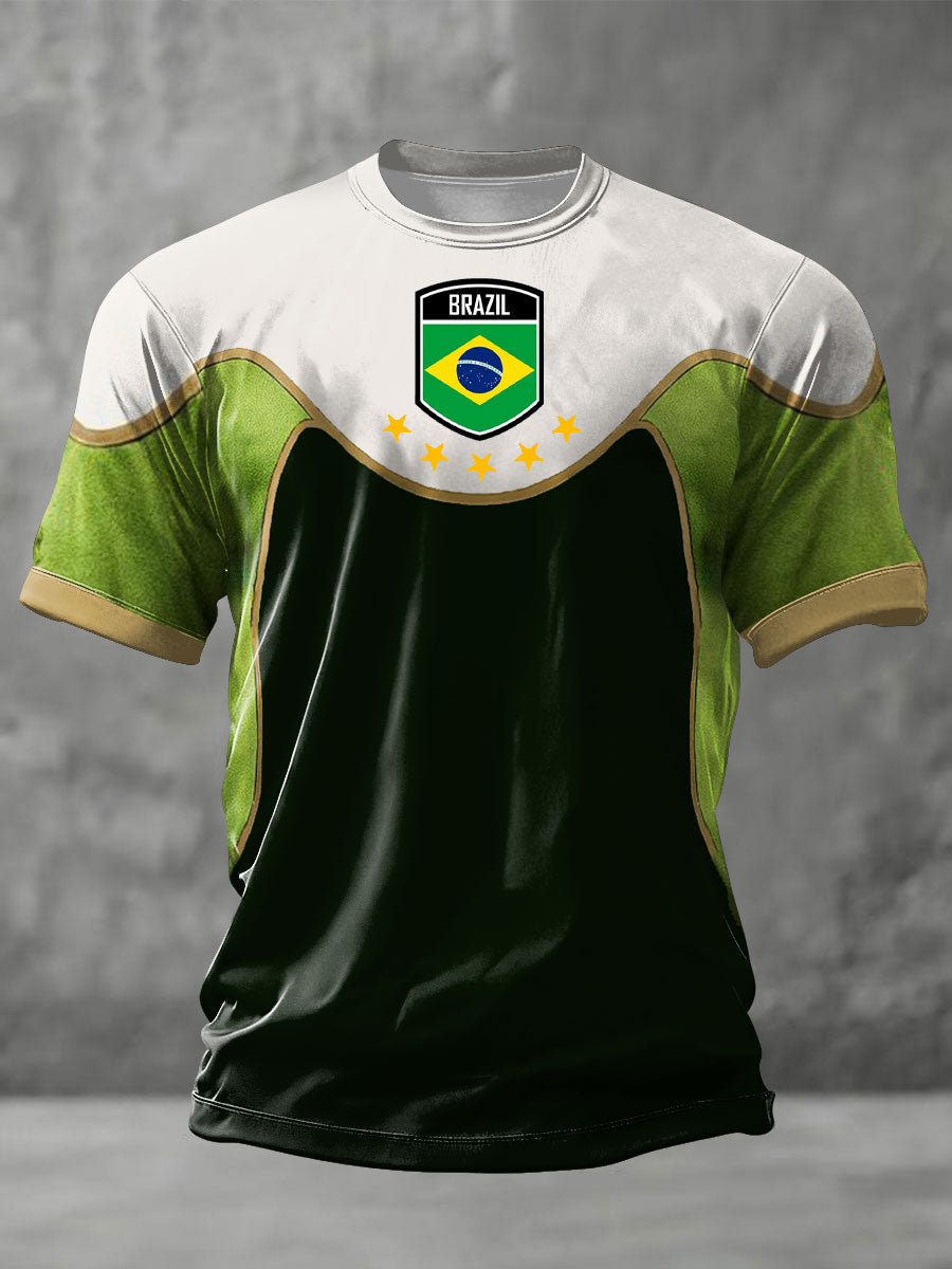 Camiseta estampada para hombres, amantes del fútbol brasileño