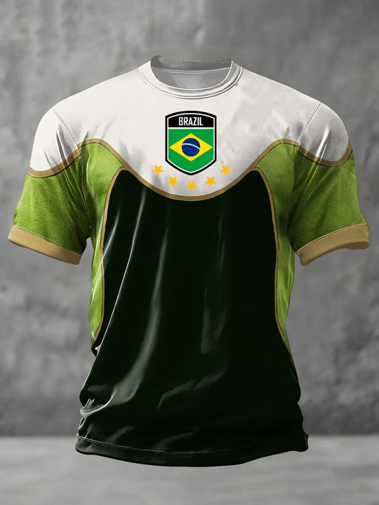 Camiseta estampada para hombres, amantes del fútbol brasileño