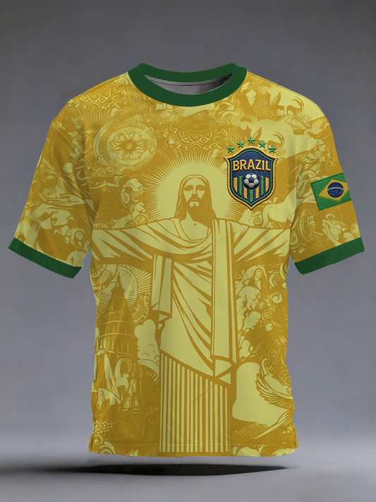 Camiseta manga corta de fútbol de Brasil para hombre