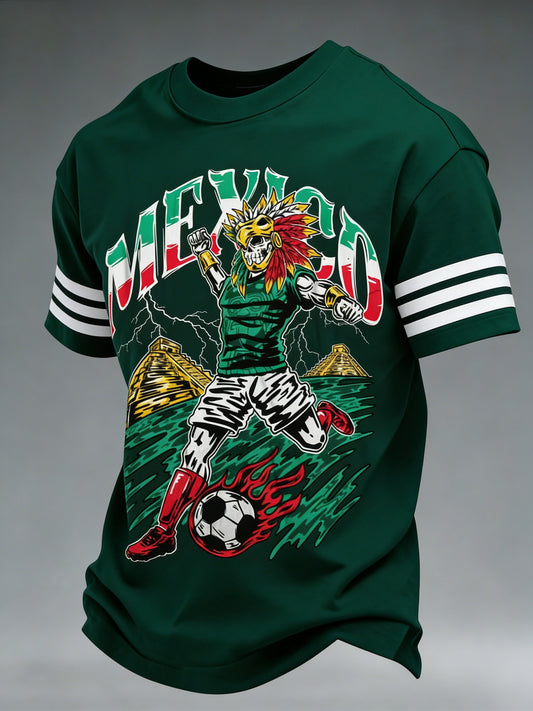 Camiseta estampada con temática de fútbol para hombre