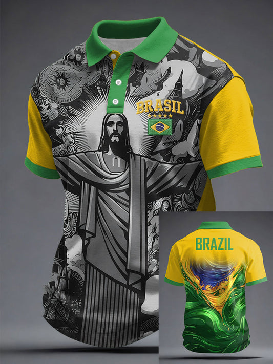 Amante del fútbol de Brasil de los hombres Impreso Casual Tops