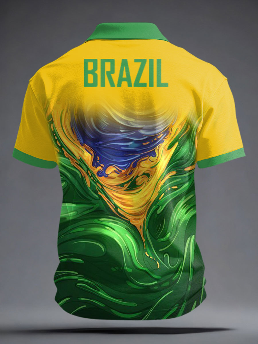Amante del fútbol de Brasil de los hombres Impreso Casual Tops