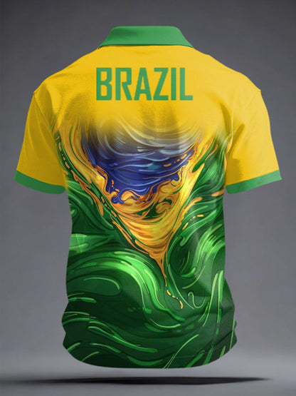 Amante del fútbol de Brasil de los hombres Impreso Casual Tops