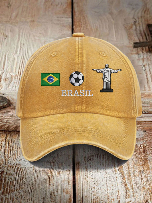 Unisex Brasil Fútbol amante impreso sombrero
