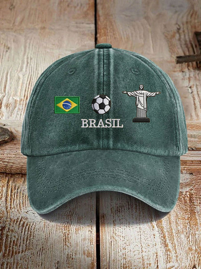 Unisex Brasil Fútbol amante impreso sombrero