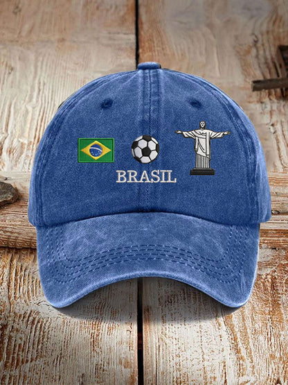 Unisex Brasil Fútbol amante impreso sombrero