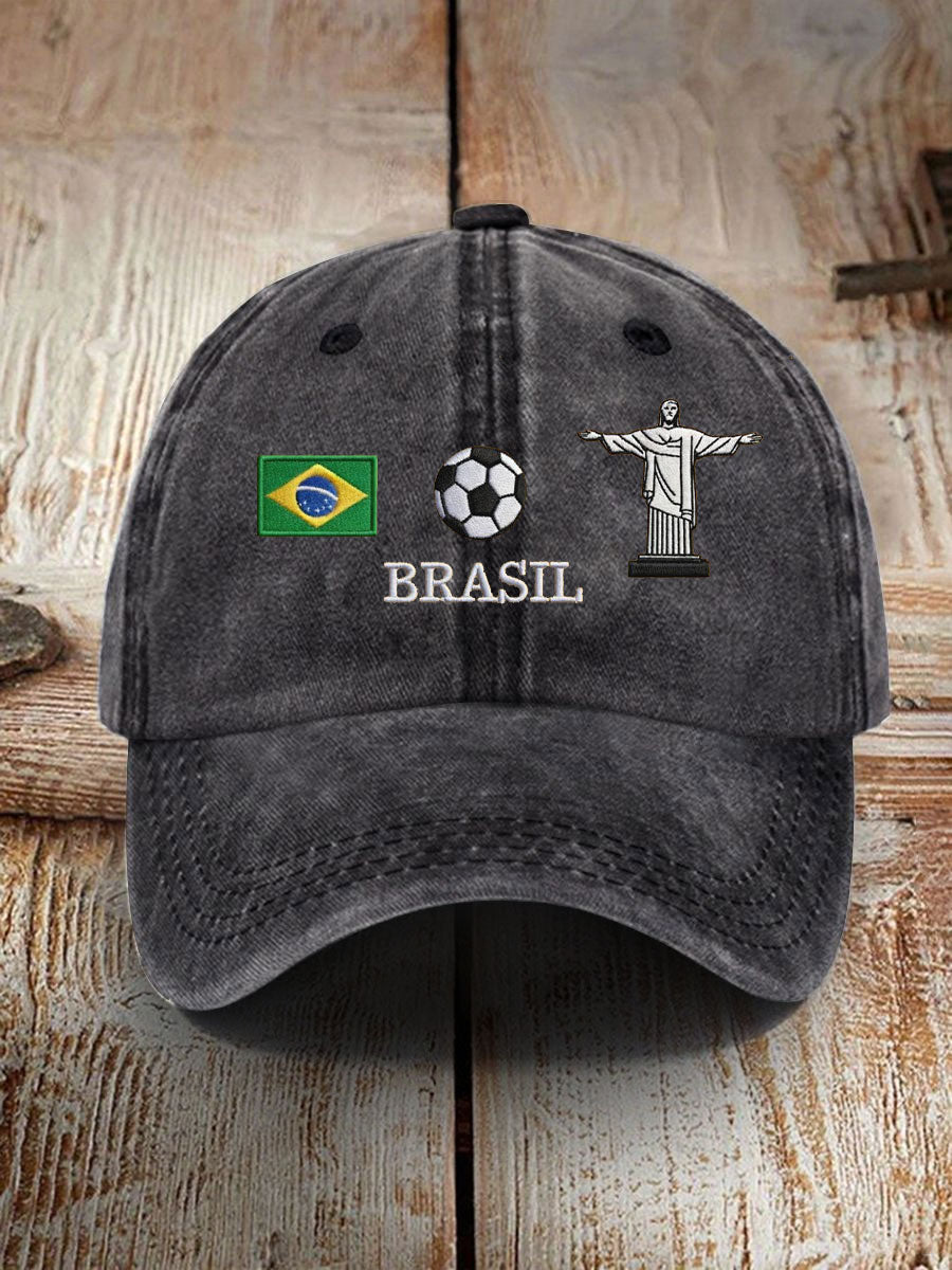 Unisex Brasil Fútbol amante impreso sombrero