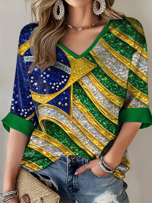 Camiseta estampada para mujer Brasil Football Lover