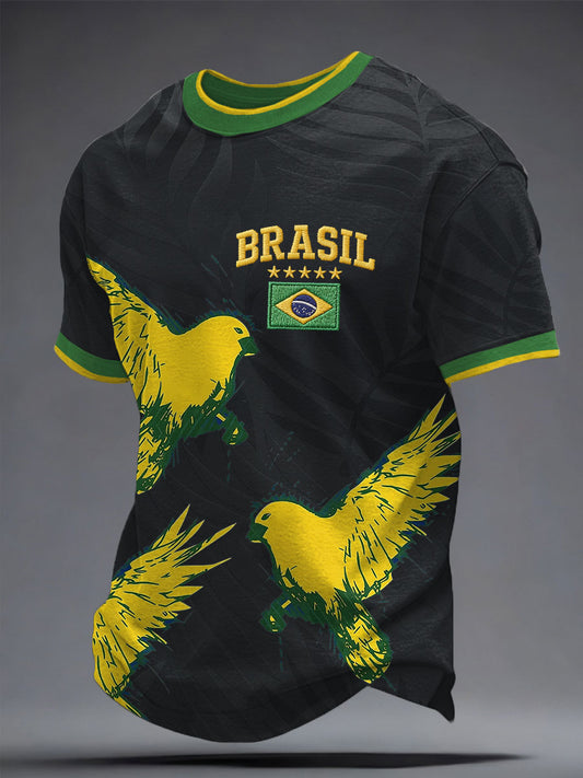 Camiseta impresa del amante del fútbol de Brasil de los hombres